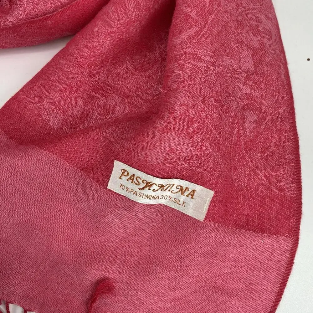 PASHMINA Bubblegum Pink Tassel Scarf Shawl Wrap Women's Silk
